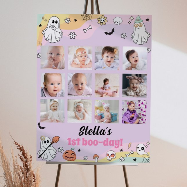 Groovy Ghost Birthday Foto Milestone Poster (Von Creator hochgeladen)