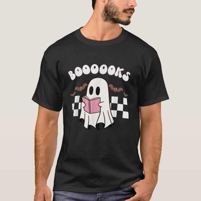 Groovy Ghost Booooks School Librarian Teacher Hal T-Shirt (Vorderseite)