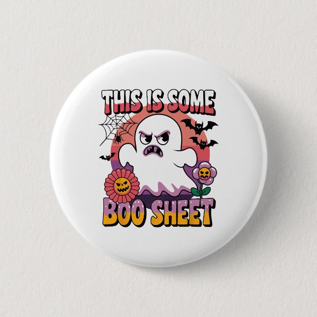Groovy Ghost dies ist ein Bootschild Funny Hallowe Button (Vorderseite)