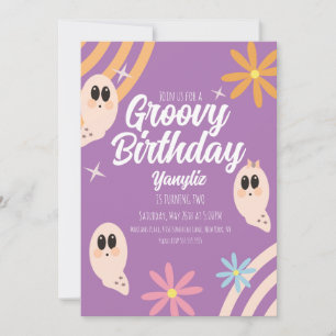 Groovy Ghost Floral Retro Halloween-Party Einladung