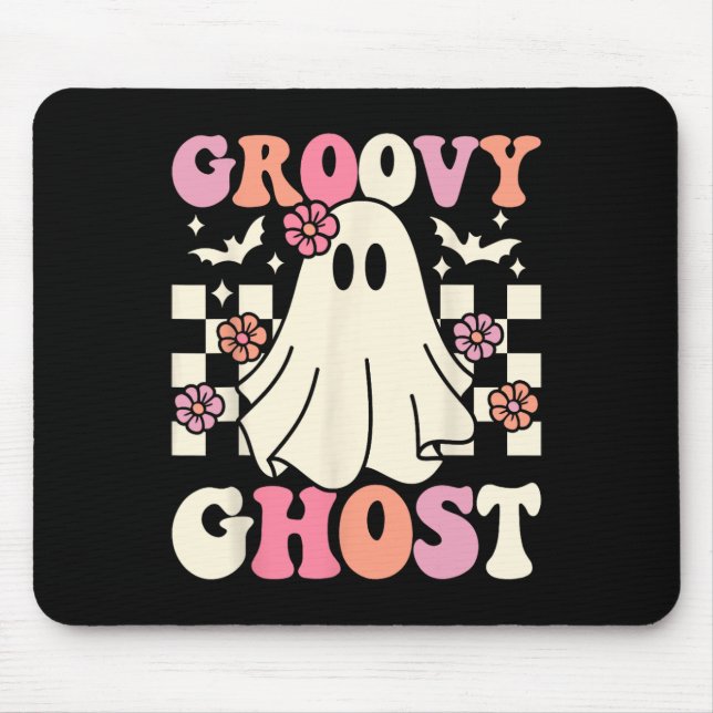 Groovy Ghost Halloween Ghost Kostüm Retro Groovy Mousepad (Vorne)