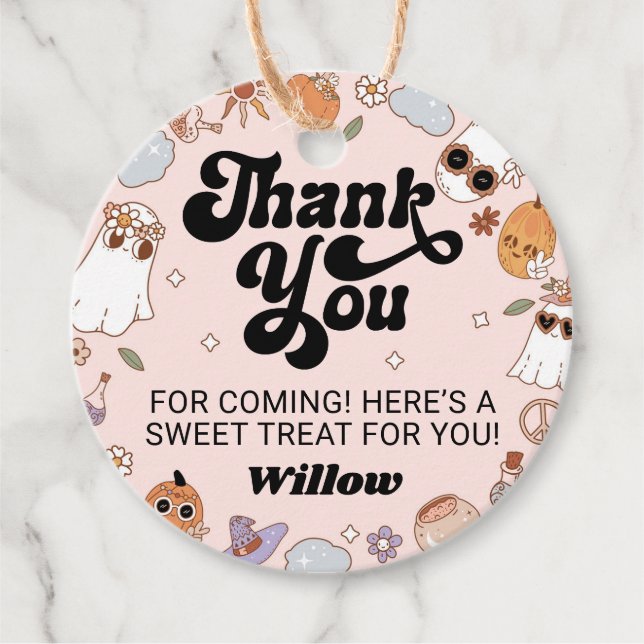 Groovy Ghost Halloween-Party Vielen Dank Geschenkanhänger (Vorderseite)