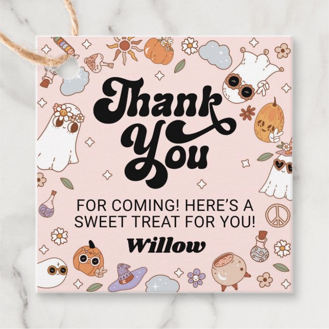 Groovy Ghost Halloween-Party Vielen Dank Geschenkanhänger (Vorderseite)