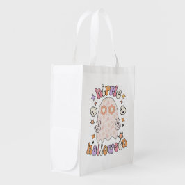 Groovy Ghost Hippie Halloween Wiederverwendbare Le Einkaufstasche