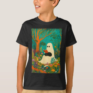 Groovy Ghost Lesebuch schwarze Katze Halloween T-Shirt