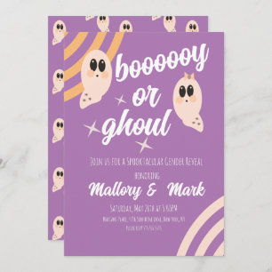 Groovy Ghost Retro Halloween Gender Reveal Einladung