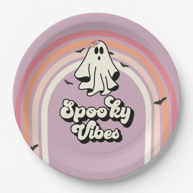 Groovy Ghost Retro Halloween Spooky Vibes Geburtst Pappteller (Vorderseite)