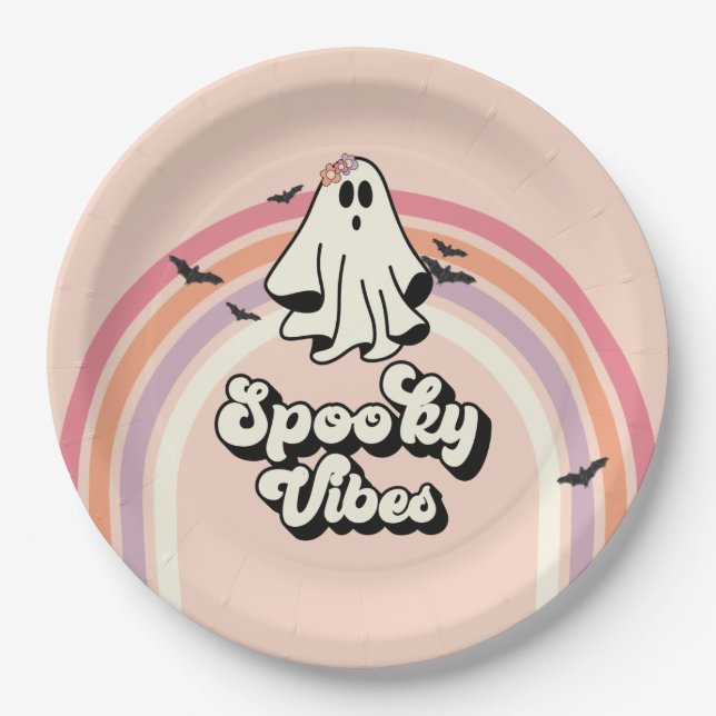 Groovy Ghost Retro Halloween Spooky Vibes Geburtst Pappteller (Vorderseite)