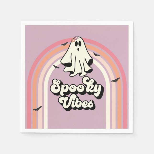 Groovy Ghost Retro Halloween Spooky Vibes Geburtst Serviette (Vorderseite)