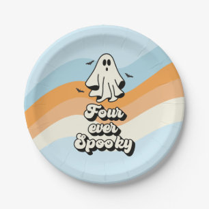 Groovy Ghost Retro Halloween Vier je Spooky Pappteller
