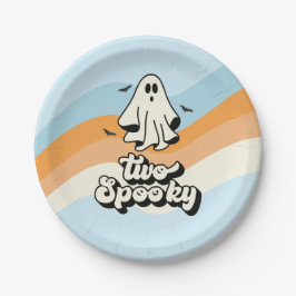 Groovy Ghost Retro Halloween Zwei Spooky blau Pappteller
