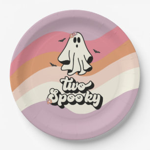 Groovy Ghost Retro Halloween Zwei Spooky Geburtsta Pappteller