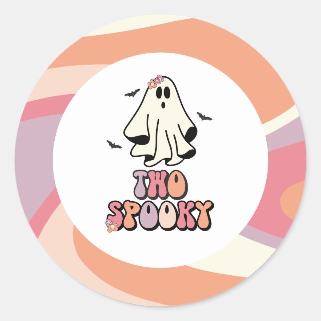 Groovy Ghost Retro Halloween Zwei Spooky Geburtsta Runder Aufkleber (Vorderseite)