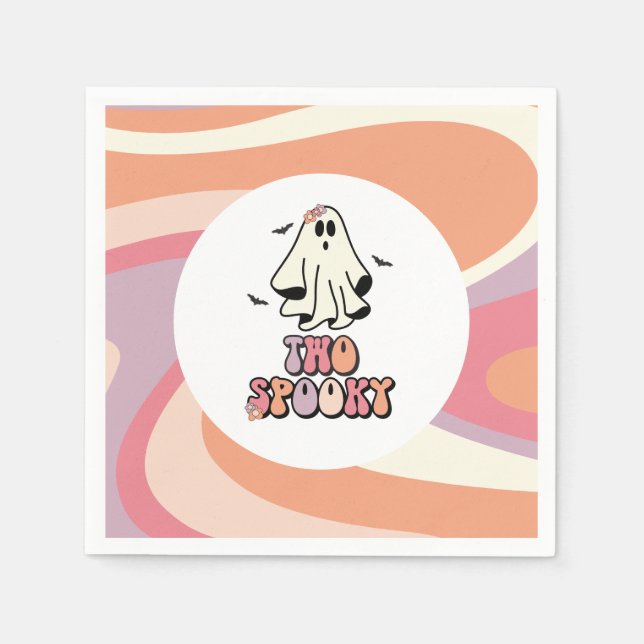 Groovy Ghost Retro Halloween Zwei Spooky Geburtsta Serviette (Vorderseite)