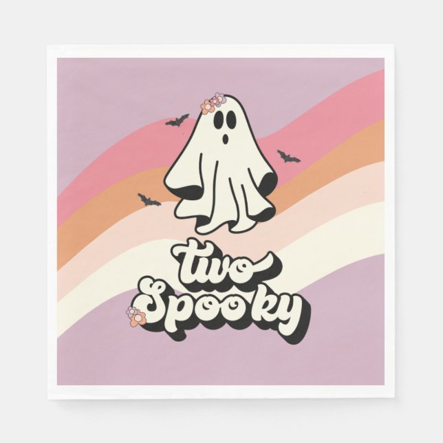 Groovy Ghost Retro Halloween Zwei Spooky Geburtsta Serviette (Vorderseite)