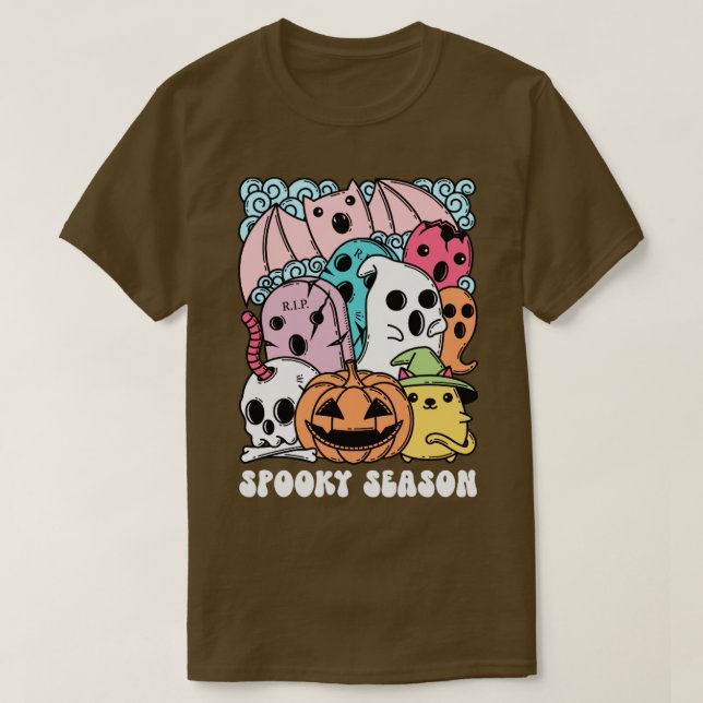 Groovy Ghost Spooky Saison Niedlich Groovy Hallowe T-Shirt (Design vorne)