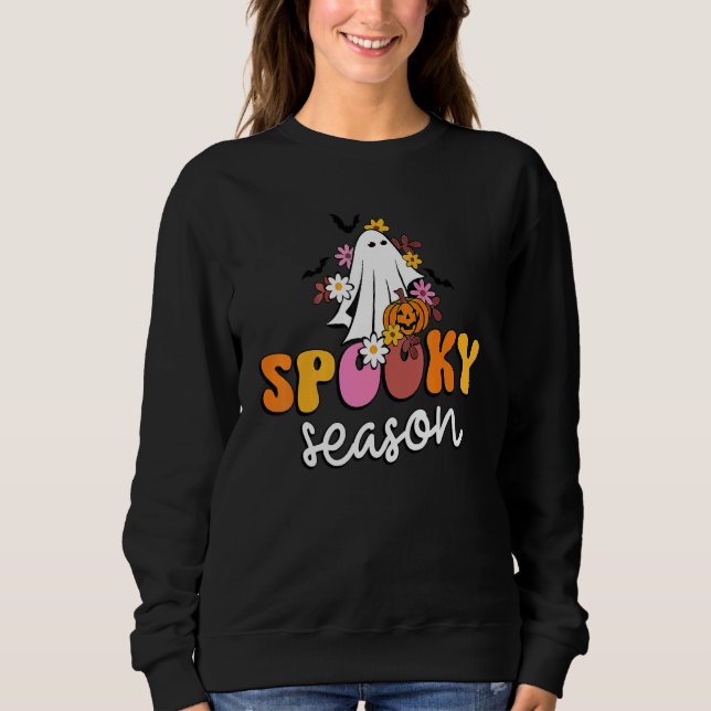 Groovy Ghost Spooky Season  Retro Halloween Costum Sweatshirt (Vorderseite)
