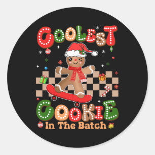 Groovy Gingerbread Coolster Keks in der Charge Runder Aufkleber
