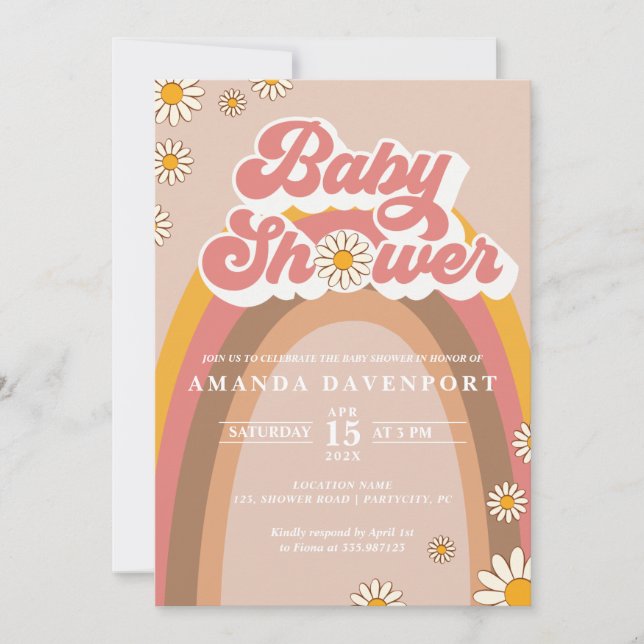 Groovy Girl Baby Shower Einladung (Vorderseite)