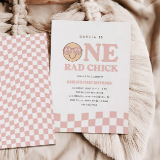 Groovy Girl Checkered Happy Face | Geburtstag Einladung