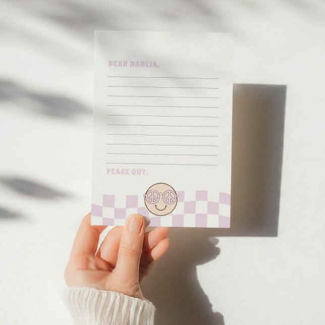 Groovy Girl Checkered Happy Face | Time Capsule Mitteilungskarte (Von Creator hochgeladen)