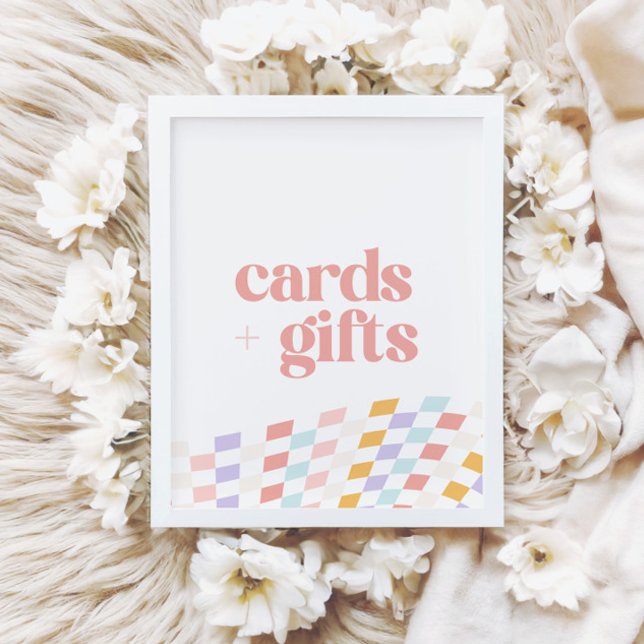 Groovy Girl's Checkered Retro Cards and Gifts Poster (Von Creator hochgeladen)