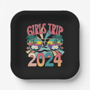 Groovy Girls Trip 2024 Wochenend Sommer Strand  Pappteller