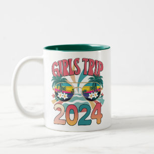 Groovy Girls Trip 2024 Wochenend Sommer Strand Zweifarbige Tasse