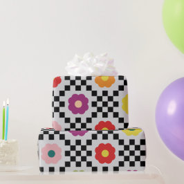 Groovy Girly Psychedelic Checkerboard, Y2K Wrappin Geschenkpapier