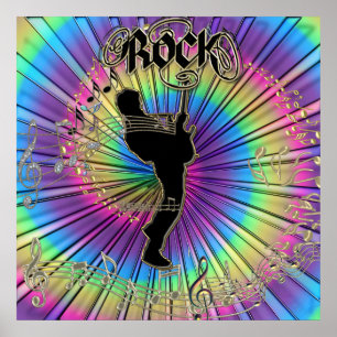 Groovy Gitarre in einem Tie-Dye Traum Musikposter Poster