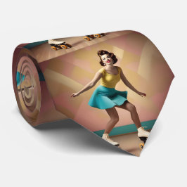 "Groovy Glide: Retro-Rhythmen auf Skate-Rädern" Krawatte