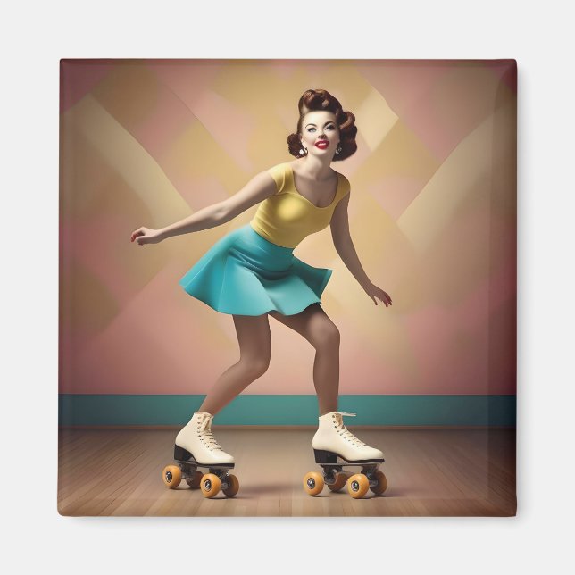 "Groovy Glide: Retro-Rhythmen auf Skate-Rädern" Magnet (Vorne)