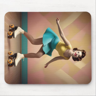 "Groovy Glide: Retro Rhythms auf Rollschuhen" Mousepad