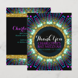 Groovy Glow Blacklight Bat Mitzvah Dankeschön Kart Dankeskarte