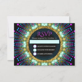 Groovy Glow Blacklight Bat Mitzvah RSVP Karte