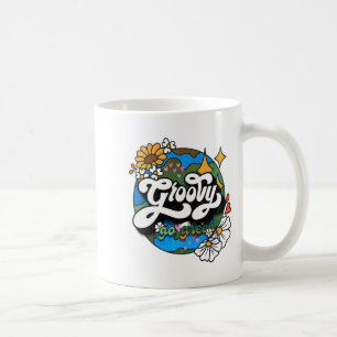 Groovy Go Green Earth Day Recycling Retro Boho Hip Kaffeetasse