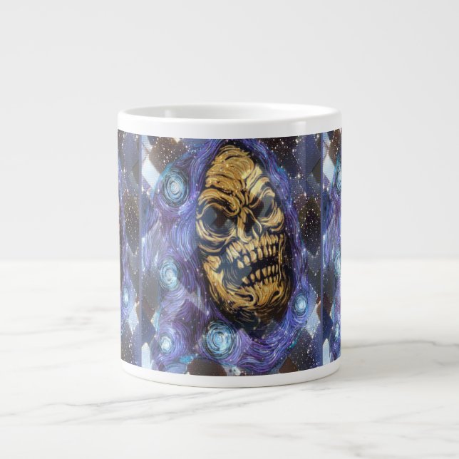 groovy goldener Totenschädel Jumbo-Tasse (Vorderseite)