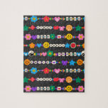 Groovy Good Vibes Liebe Lächeln Retro Beads Puzzle<br><div class="desc">Groovy Good Vibes Liebe Smile Retro Beads Jigsaw Puzzles bietet eine Vielzahl von Freundschaftsperlen mit Texten wie Liebe, Ruhe, glücklich, Lächeln, gute Vibes und mit Blume, Schmetterlingen, Herzen, Sternen, Yin und Yang Zeichen in leuchtenden Farben. Perfekte Geschenke für Weihnachten, Geburtstag, beste Freunde, Schwestern und mehr. Entworfen von ©Evco Studio www.zazzle.com/store/evcostudio...</div>