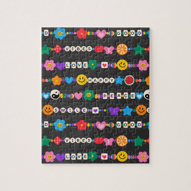 Groovy Good Vibes Liebe Lächeln Retro Beads Puzzle (Vertikal)