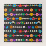 Groovy Good Vibes Liebe Lächeln Retro Beads Puzzle<br><div class="desc">Groovy Good Vibes Liebe Smile Retro Beads Jigsaw Puzzles bietet eine Vielzahl von Freundschaftsperlen mit Texten wie Liebe, Ruhe, glücklich, Lächeln, gute Vibes und mit Blume, Schmetterlingen, Herzen, Sternen, Yin und Yang Zeichen in leuchtenden Farben. Perfekte Geschenke für Weihnachten, Geburtstag, beste Freunde, Schwestern und mehr. Entworfen von ©Evco Studio www.zazzle.com/store/evcostudio...</div>