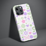 Groovy Good Vibes Y2K Butterfly Modern Girl Case-Mate iPhone 14 Hülle<br><div class="desc">Groovy Good Vibes Y2K Butterfly Modern Girl iPhone Smartphone Case bietet ein niedliches und spielerisches, modernes y2k Muster für Schmetterlinge, Herzen, Blume, gute Vibes, Friedenszeichen und Schachbrett Brettmuster in weichem Rosa, lila und grün. Geben Sie ein einzigartiges und trendiges Geschenk für Weihnachten, Geburtstag, Feiertage, Muttertag und perfekt für Schwestern und...</div>