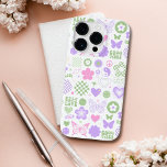 Groovy Good Vibes Y2K Butterfly Modern Girl Case-Mate iPhone 14 Pro Hülle<br><div class="desc">Groovy Good Vibes Y2K Butterfly Modern Girl iPhone Smartphone Case bietet ein niedliches und spielerisches, modernes y2k Muster für Schmetterlinge, Herzen, Blume, gute Vibes, Friedenszeichen und Schachbrett Brettmuster in weichem Rosa, lila und grün. Geben Sie ein einzigartiges und trendiges Geschenk für Weihnachten, Geburtstag, Feiertage, Muttertag und perfekt für Schwestern und...</div>