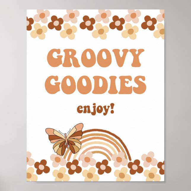 Groovy Goodies Retro Hippie Party Sign Poster (Vorne)