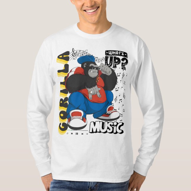 Groovy Gorilla: Angesagt-Hop Vibes im Urbanen Dsch T-Shirt (Vorderseite)