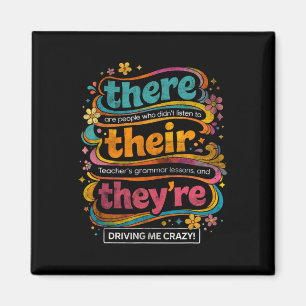 Groovy Grammar Teacher Zitat There Their Theyre Hu Magnet