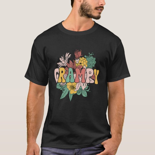 Groovy Grampy Matching Colorful Hippie Flower Fath T-Shirt (Vorderseite)