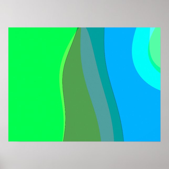 Groovy Green and Blue Abstrakt Art 305 Poster (Vorne)