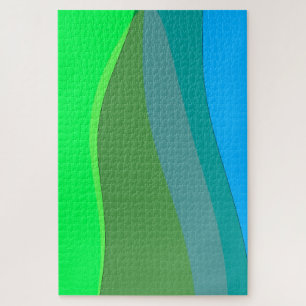 Groovy Green and Blue Abstrakt Art 305 Puzzle