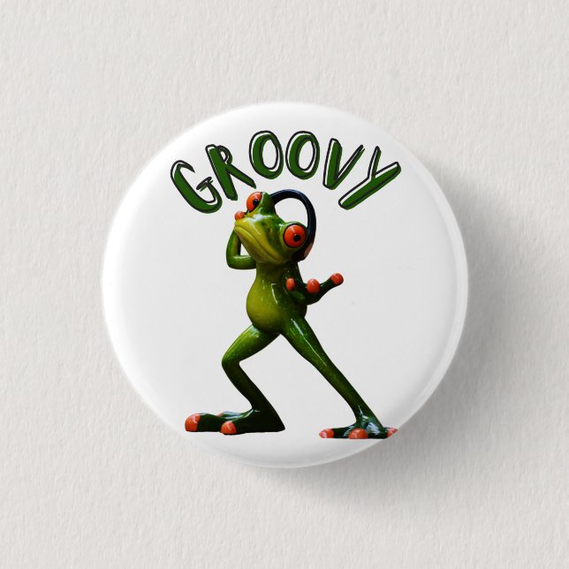 Groovy Green Frog Button (Vorderseite)