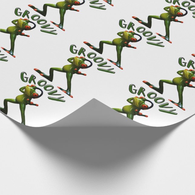 Groovy Green Frog Geschenkpapier (Ecke)